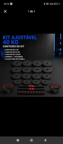 Kit Halteres 6 Em 1 Anilha 40kg Regulavel + Barra
