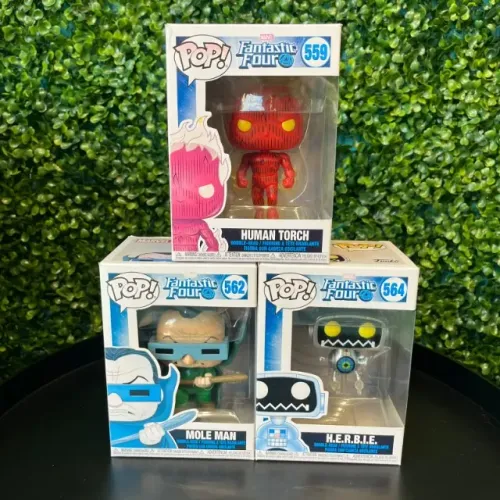 Kit 3 Funko Pop's Quarteto Fantástico | Human Torch #559 Mole Man #562 H.E.R.B.I.E. #564