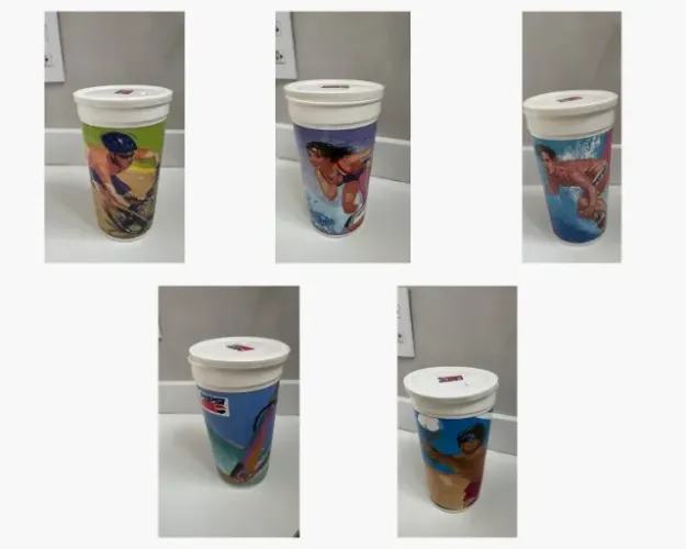 Kit 5 Copos Pepsi Antigos Anos 90 - Térmicos com Tampa, Coleção Esportes