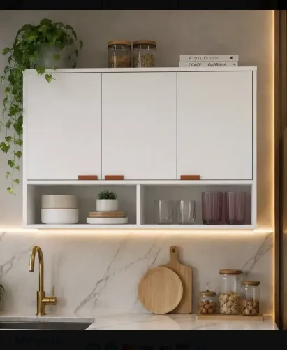 Armário Aéreo Suspenso Para Cozinha Compacta Branco