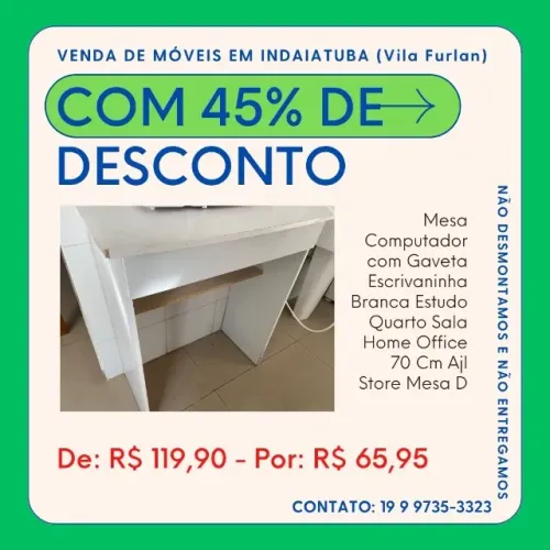 Mesa Computador com Gaveta Escrivaninha Branca Estudo Quarto Sala Home Office 70 Cm Ajl St