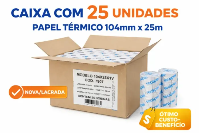 Caixa Bobina Térmica 104x25m - 25 Unidades - Nova