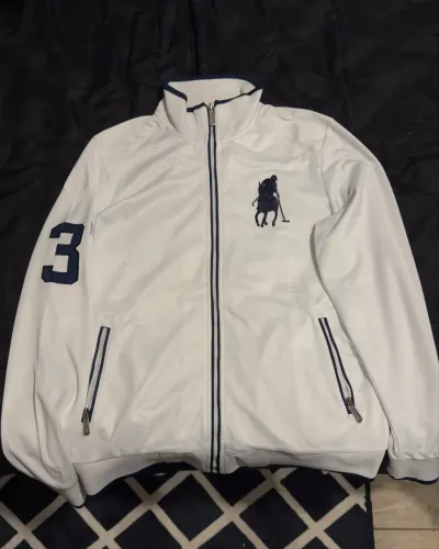 Jaqueta Polo Club Esportiva Branca Masculina Com Zíper Tam. M
