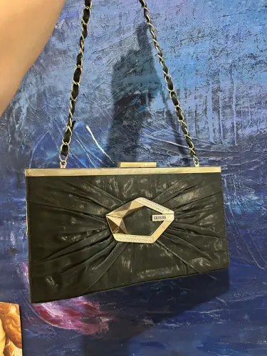 Bolsa Guess Original Vintage Clutch Corrente Preto