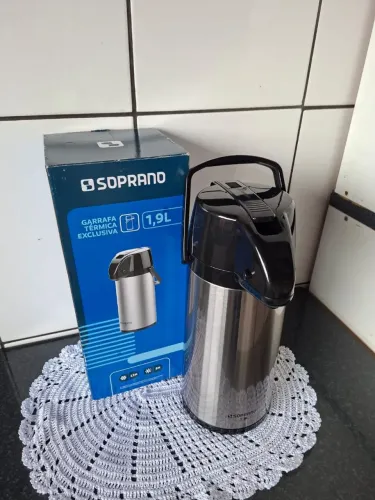 Garrafa Térmica Exclusiva Soprano 1,9L em Aço Inox (Com Alavanca)