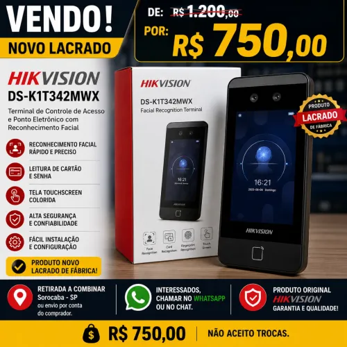 ? LEITOR FACIAL HIKVISION DS-K1T342MWX - NOVO E LACRADO ?