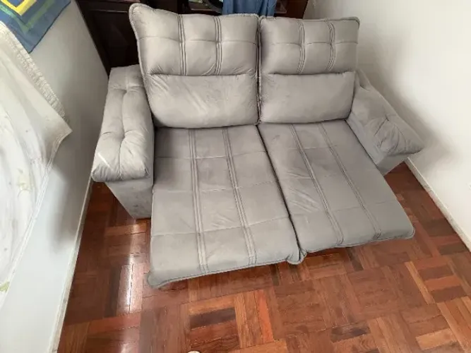 Sofá Retrátil Reclinável King House Verona 2,00m Velut Cinza C/ Molas