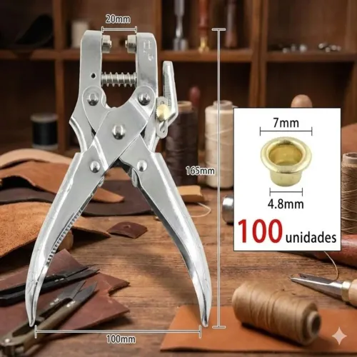 Alicate Furador Aplicador De Ilhós 4,6 E 4,8Mm 20 Folhas