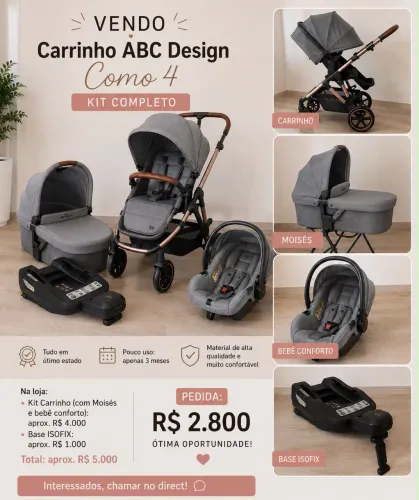 Carrinho de bebê ABC Design Como 4 + Base Isofix