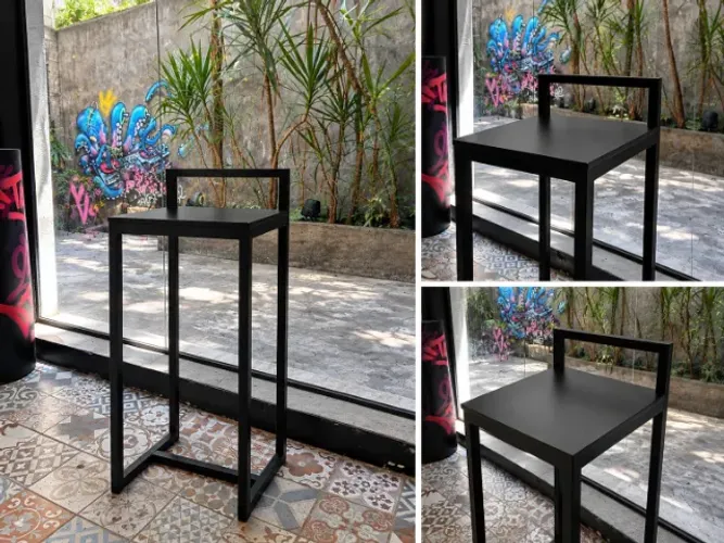 Kit 3 Banquetas pretas 80 cm de altura
