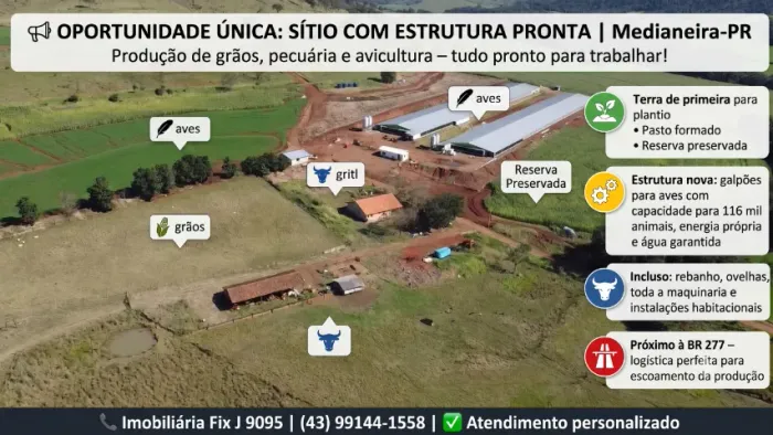 SÍTIO EM MEDIANEIRA - 81 ALQ - PORTEIRA FECHADA
