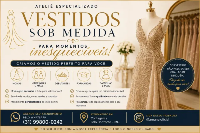 VESTIDOS DE FESTA SOB MEDIDA | NOIVAS, MADRINHAS, DEBUTANTES E FORMANDAS.