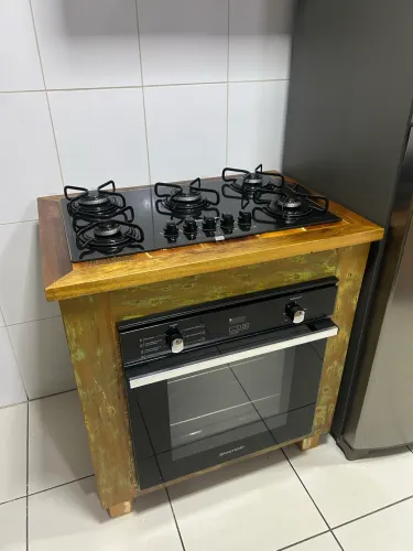 Cooktop+ forno elétrico +móvel madeira 