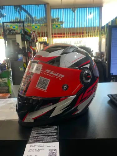 CAPACETE LS2 DRAZE PRETO/BRANCO/VERMELHO (TAM: 62)