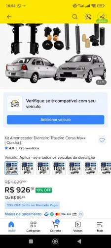 Vendo kit amortecedor Corsa sedan/ hacth 2002/2012