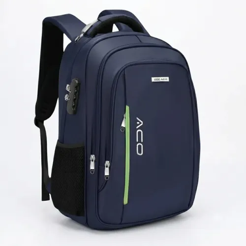 Mochila para Notebook ate 17 Antifurto com Cadeado Reforçada Semi Impermeavel Azul - Aco