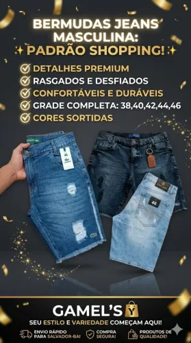 Bermuda Jeans Masculina