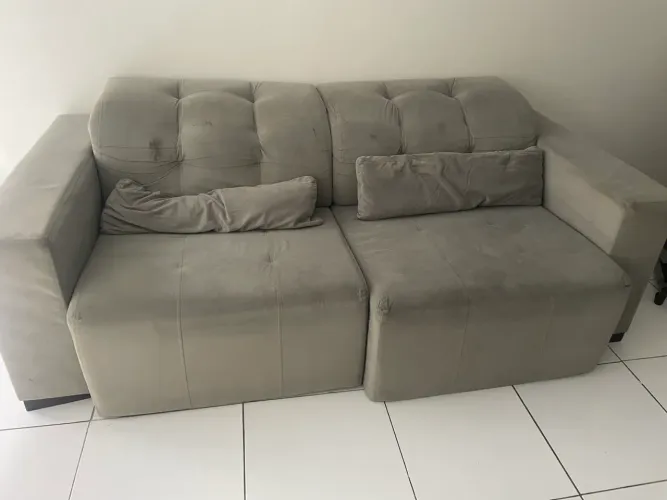 Sofá Retrátil + Reclinável de 3 lugares Cinza