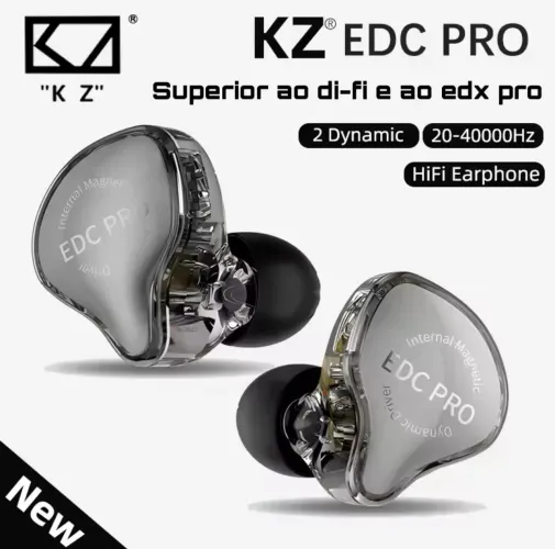 KZ EDC PRO HIFI Melhor Fone de Ouvido In-ear com Cabo Destacável e Grandes Drivers