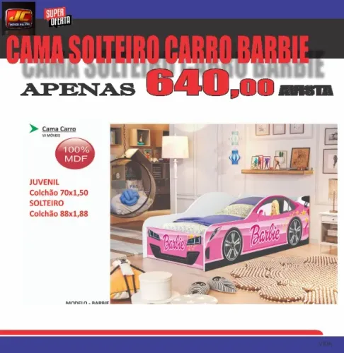 CAMA CARRO BARBIE SOLTEIRO