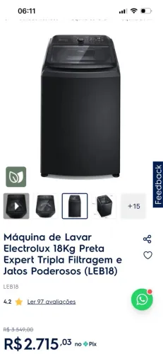 Máquina de lavar 18 kilos nova