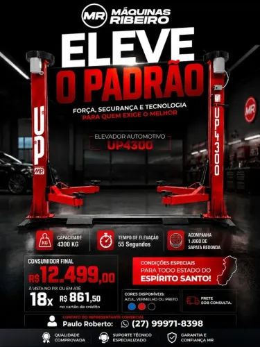 Elevador Automotivo Máquinas Ribeiro 2.800 Kg e UP 4.300 Kg