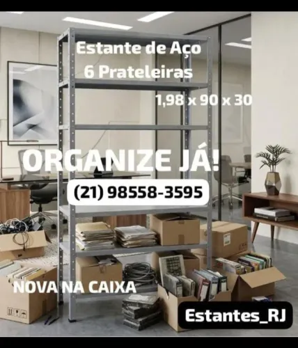 Estantes para comércio e escritório - Com 6 Prateleiras "Grande" 1,98x90x30 (Novas)