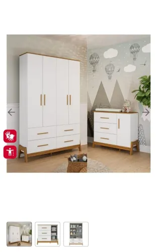 Cômoda e Guarda Roupa Infantil Retrô