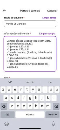 Vendo 08 janelas