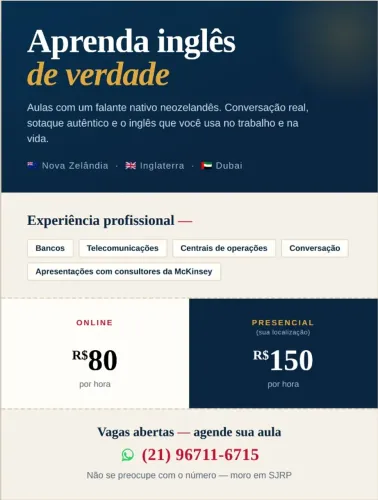Aulas de Inglês para Negócios - Para Profissionais e Entrevistas de Emprego