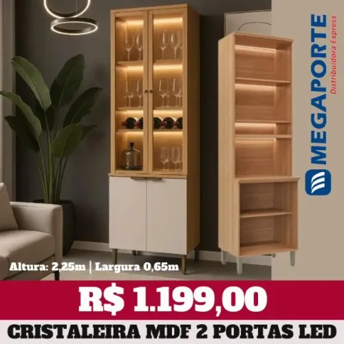 Cristaleira 4 Portas Com Led Selene (novo) Entrega Grátis!