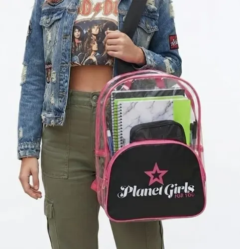 Mochila Planet Girls transparente rosa