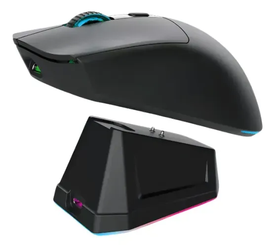 Mouse Para Jogos Sem Fio 2,4 Hz 2 Bt + Base Jedel Wd139 Cor Preto