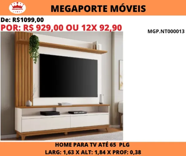 Painel Home 1,63 para Tv até 65Plg