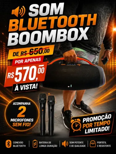 SOM BLUETOOTH BOOMBOX 300W GRANDE