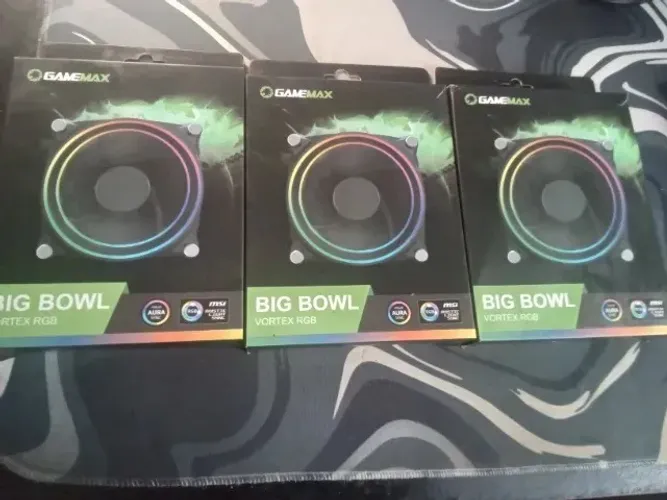 Kit 3 Fans GameMax Big Bowl 120mm ARGB Novos