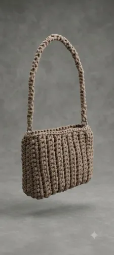 Bolsa em crochê bege - produto artesanal em fio de malha