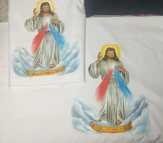 Toalha de mesa para Altar, pintado a mão e embainhado