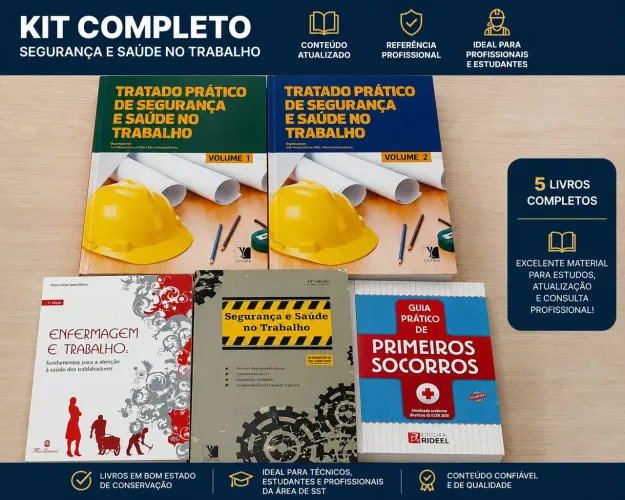 Kit com 5 Livros de Segurança e Saúde no Trabalho - Excelente Estado