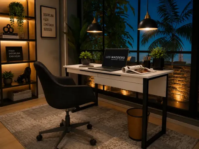 Mesa de Escritório Wood Office :2 gavetas. L90cm x P40cm x A74cm