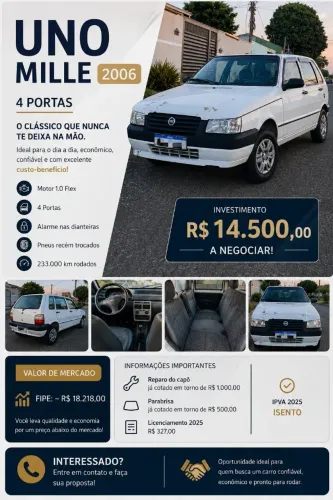 Fiat Uno Mille 1.0 Fire/ F.flex/ Economy 4P 2006