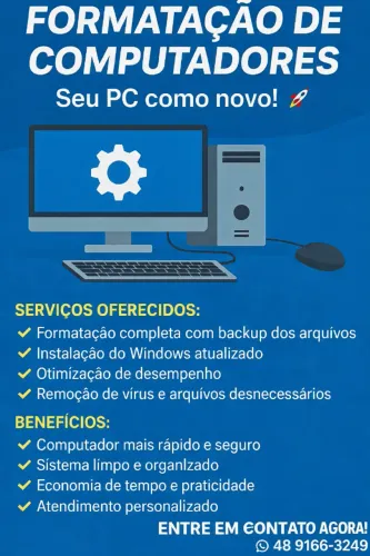 Formatação de computadores por 70,00R$
