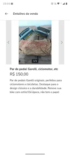 par de pedais ciclomotor Garelli antigo