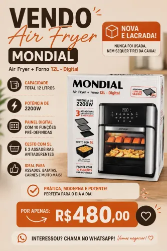 ? Air Fryer Mondial NOVA, NUNCA USADA - Na Caixa | R$ 480