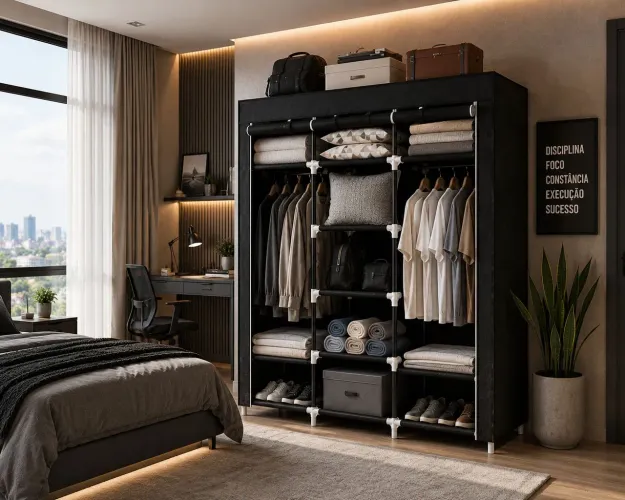 Guarda-Roupa Portátil Dobrável Multiuso Organizador de Roupas | Oferta Imperdível