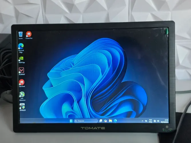Tv portatil/monitor 14 polegada completa com controle e fonte 12 volts