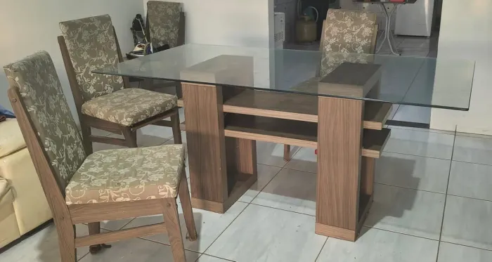 Mesa Tampo de Vidro 6 lugares