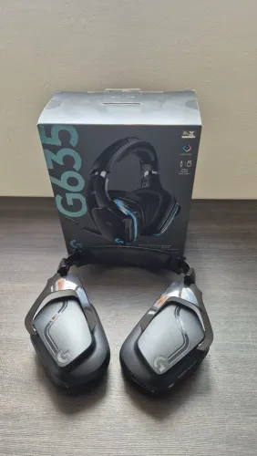 Headset Gamer Logitech G635 7.1 RGB - Funcionando via USB, com detalhes