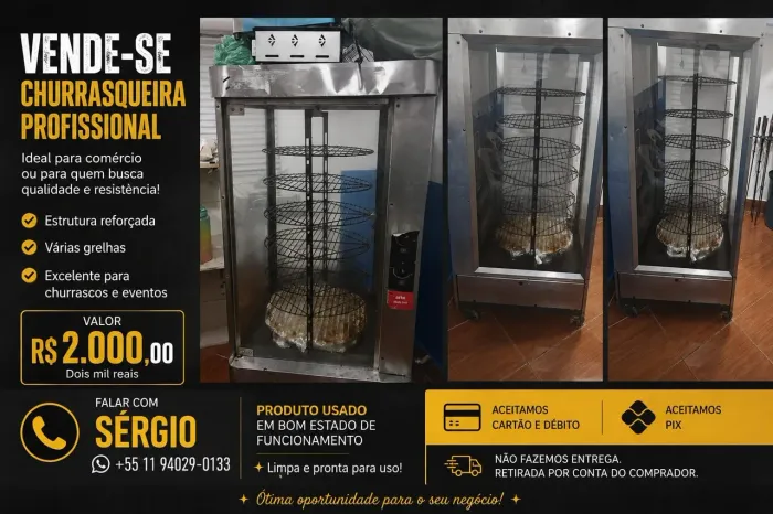 Vendo máquina de assar frango giratória