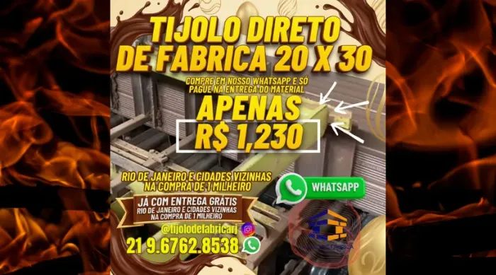 tijolo 10 furos 20x30 material de qualidade só pague na entrega